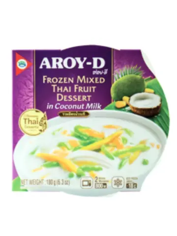 Pakaste: Thaimaalainen hedelmäjälkiruoka kookosmaidossa180g | AROY-D 泰式混合水果椰汁甜点 180g
