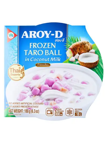 AROY-D Frozen Dessert Taro Ball In Coconut Milk 180g | AROY-D 甜点 芋圆椰汁 180g