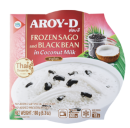 Pakaste: Sago- ja mustapapujälkiruoka kookosmaidossa 180g | AROY-D 西米黑豆椰汁甜品 180g