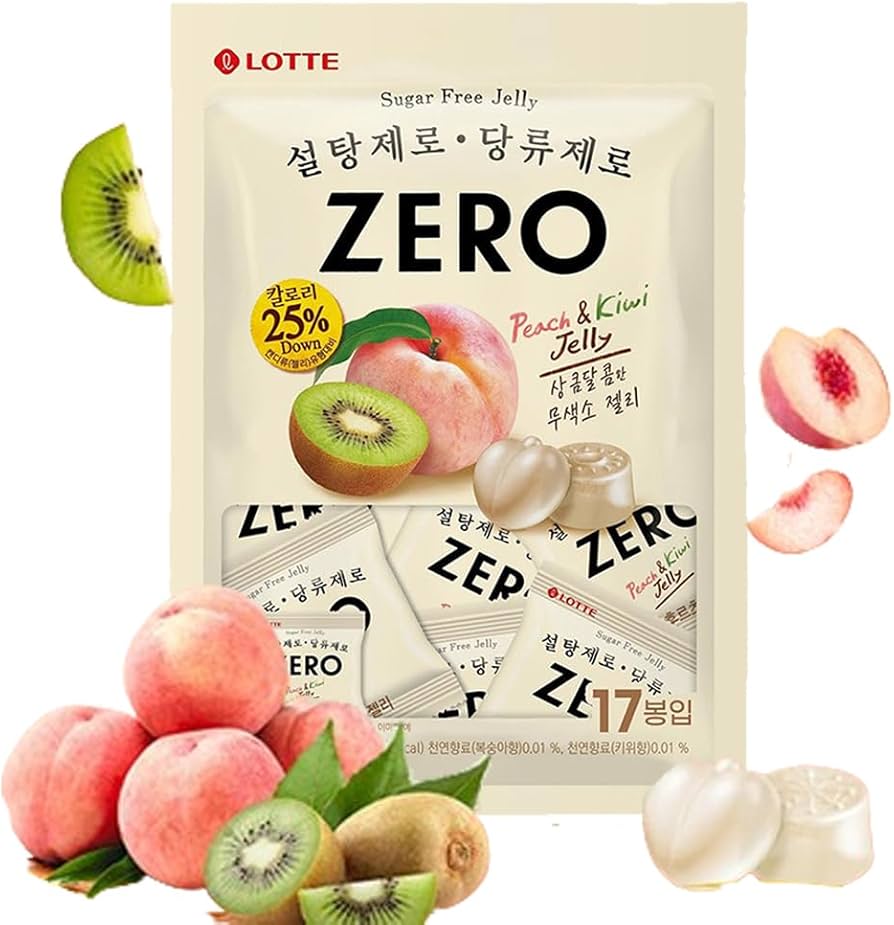 LOTTE 零蔗糖软糖 桃子奇异果味 52g | LOTTE Zero Gummy Peach & Kiwi Flavor 52g