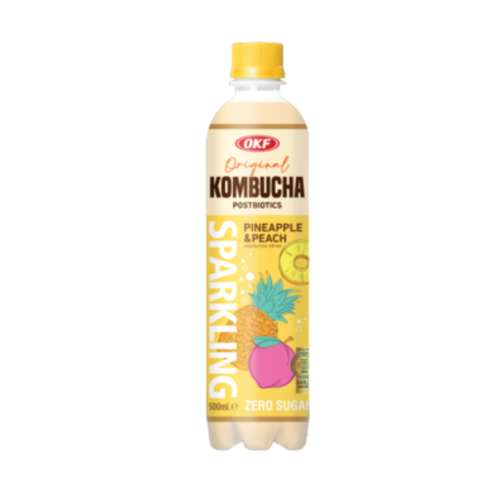 OKF 康普茶气泡饮料 菠萝蜜桃味 500ml | OKF Kombucha Sparkling Drink Pineapple Peach Flavor 500ml
