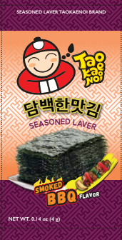 TAOKAENOI Laver Seaweed Snack Smoked BBQ Flavor 4g | 小老板 紫菜零食 烟熏烧烤味 4g