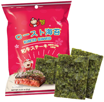 TAOKAENOI Merilevän Välipala, Paahdetun Wagyu-pihvi Maku 6g | 小老板 紫菜零食 烤和牛牛排味 6g