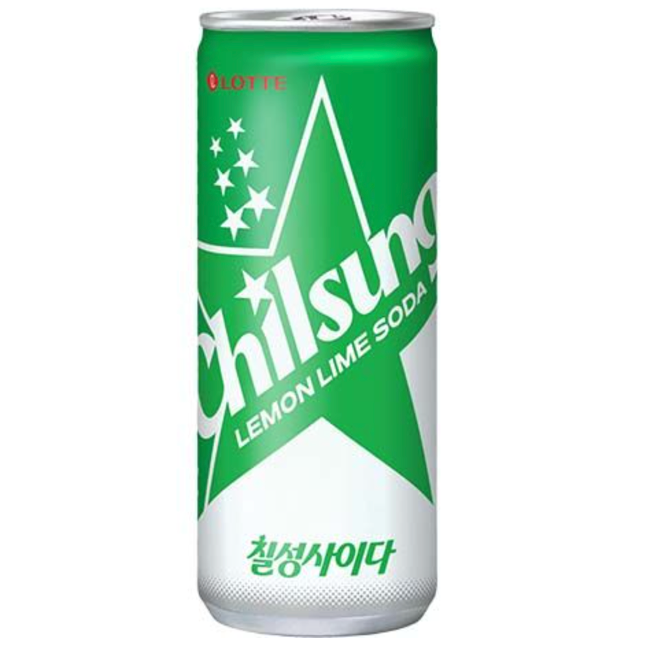 LOTTE Chilsung Lemon Lime Soda Drink 250ml | 乐天 七星柠檬青柠汽水 250ml