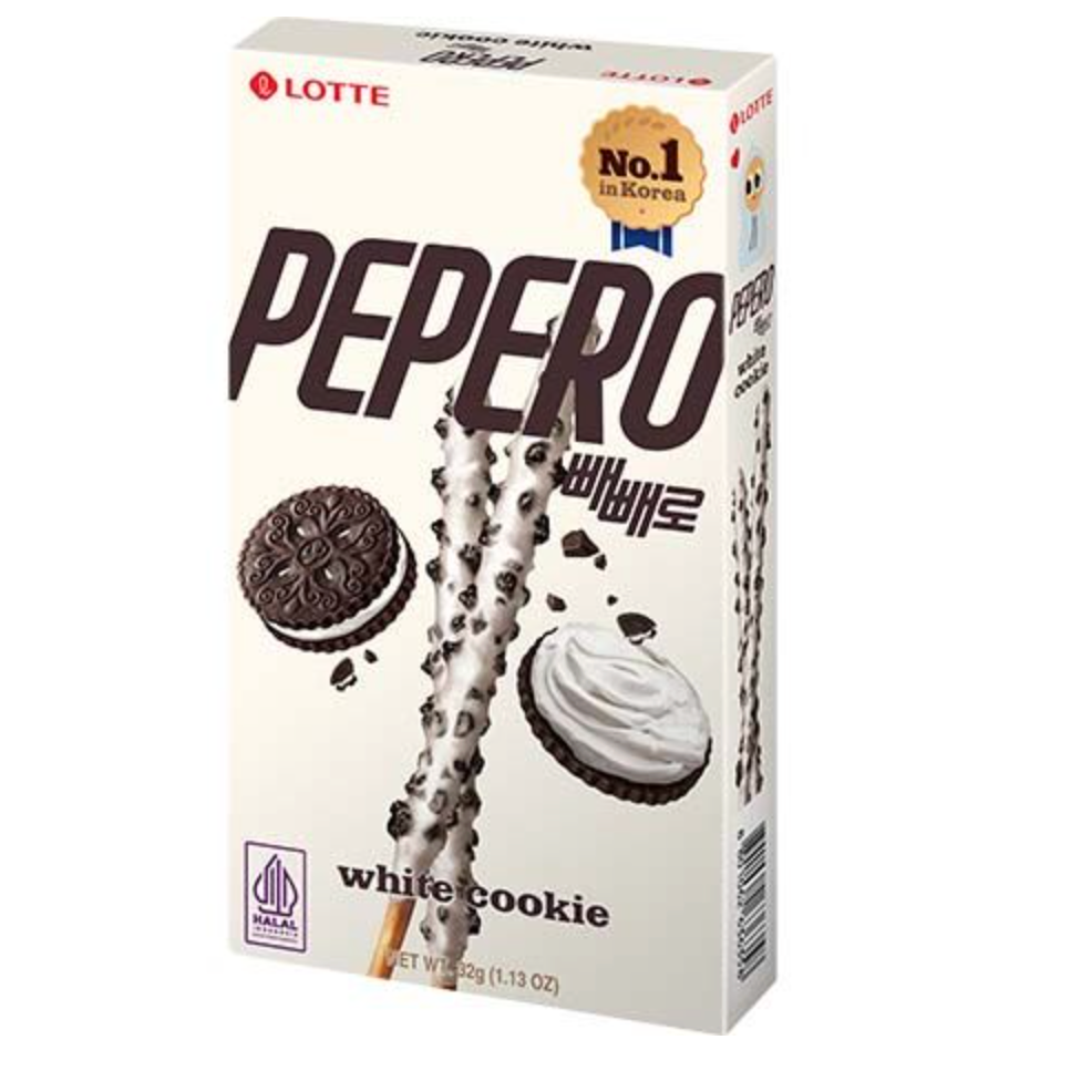 LOTTE Pepero Biscuit Sticks White Cookie Flavor 32g | 乐天 Pepero 白巧克力曲奇饼干棒 32g
