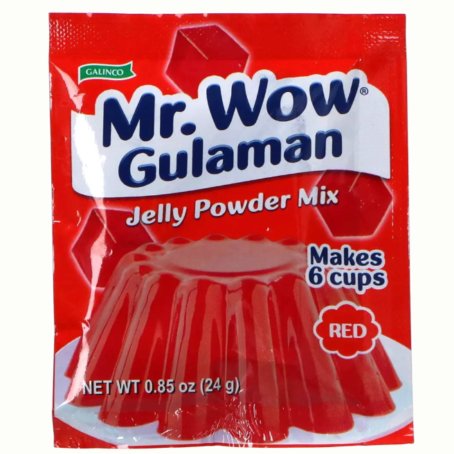 Mr.Wow Gulaman Jelly Powder Mix Red 24g/Unit | Mr.WOW Gulaman 果冻粉 红色 24g/袋