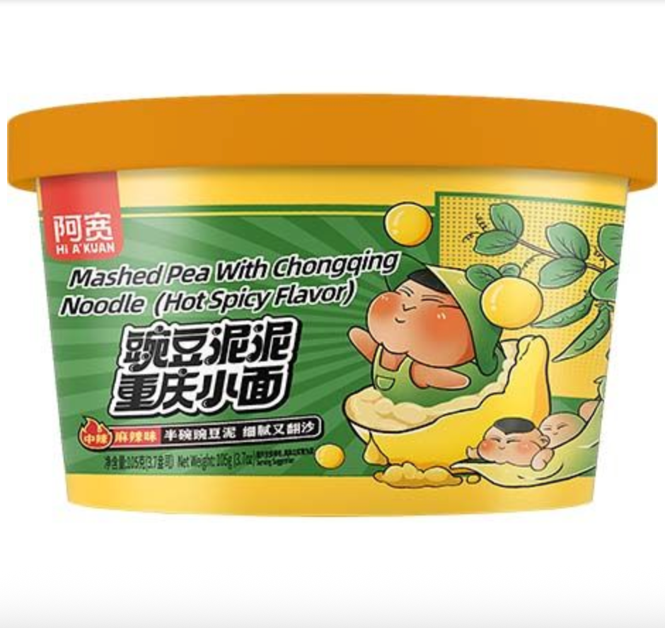 AK Pikanuudeli Chongqing Hot Spicy Pea Mash Flavor 105g | 阿宽 豌豆泥泥重庆小面 香辣味 105g