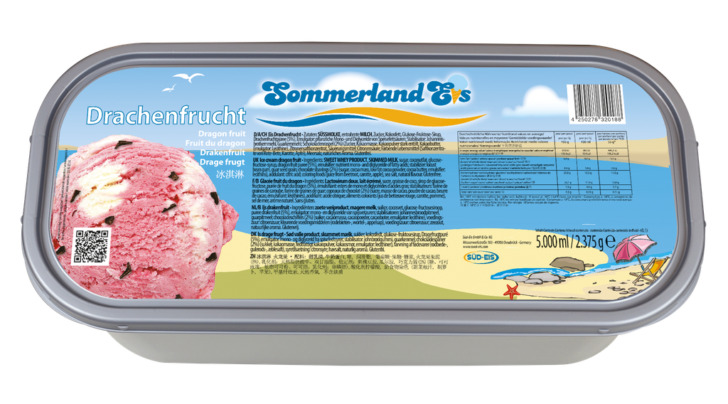 SOMMERLAND Dragon Fruit Ice Cream 5L*4/CTN | 德国 红心火龙果味 冰淇淋 5L*4/箱