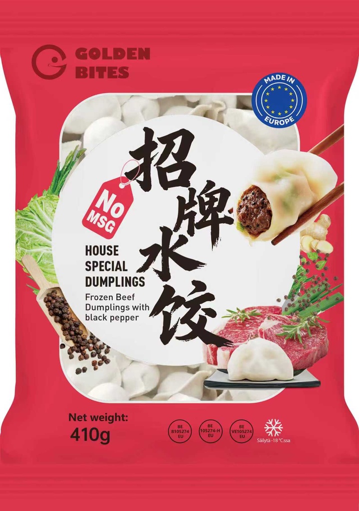 GOLDEN BITES Mustapippuri Naudanliha Pelmenit 410g | GOLDEN BITES 黑椒牛肉水饺 410g