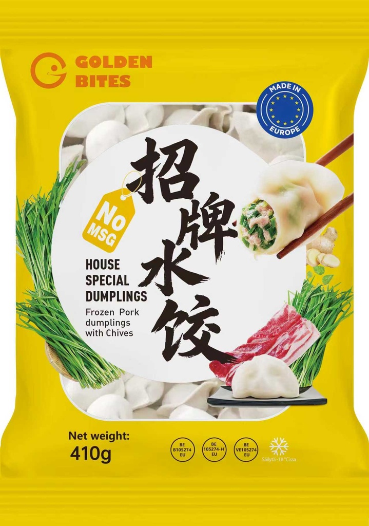 GOLDEN BITES Pork & Chive Dumplings 410g | GOLDEN BITES 猪肉韭菜水饺 410g