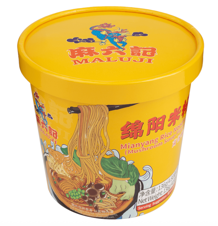 MLJ Mianyang Riisinuudelit Sienikeiton maku 136g | 麻六记 绵阳米粉 菌汤味 136g