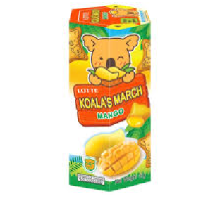 LOTTE Koala’s March Keksit Mangon maku 37g | 乐天 小熊 注心饼干 芒果味 37g