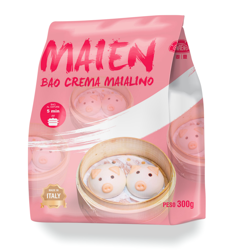 MAIEN Porsaan muotoiset vaniljakreemitäytteiset höyrysämpylätt 300g | 麦恩 小猪奶黄包 300g