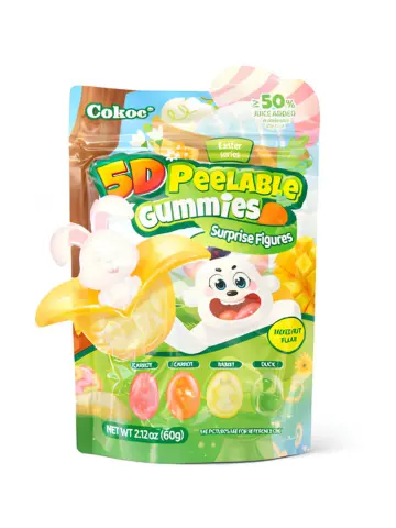 COKOC Kuorittavat hedelmäkarkit Sekoitettu hedelmä (Pääsiäiserä) 60g | COKOC 可剥软糖 混合水果味 复活节装 60g