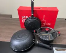 Thickened 3-Piece Cookware Set (Fine Iron & Maifan Stone Coating) | 加厚三件套厨具套装（精铁及麦饭石涂层)