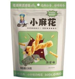 WL Mini Twisted Dough Sticks Seaweed Flavor 138g | 卧龙 小麻花 海苔味 138g 