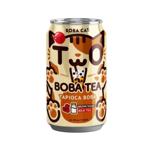 BOBA CAT Tapioca Bubble Milk Tea Brown Sugar Flavor 315ml | BOBA CAT 珍珠奶茶 黑糖味 315ml 