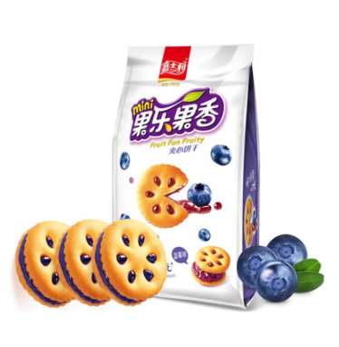 JSL täytetyt keksit, mustikan maku 85g | 嘉士利 果酱夹心饼干 蓝莓味 85g