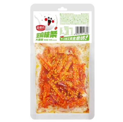 金磨坊 芝麻辣条大面筋 90g | JMF Sesame Spicy Wheat Gluten Snack 90g