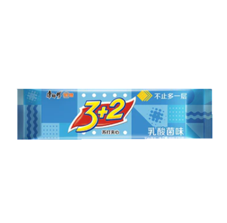 KSF 3+2 soodakeksit jogurttitäytteellä 125g | 康师傅 3+2 苏打夹心饼干 乳酸菌味 125g