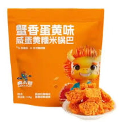 MLJ suolattu kananmunankeltuainen riisikeksi rapu-makuisena 150g | 麻六记 咸蛋黄糯米锅巴 蟹香蛋黄味 150g