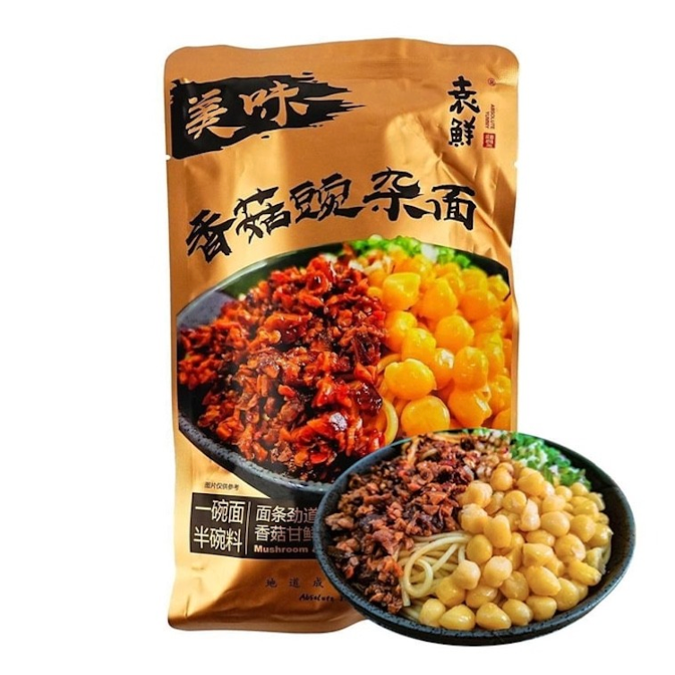 Yuanxian sichuanilaiset nuudelit herneillä ja sienellä 238g | 袁鲜 香菇豌杂面 238g
