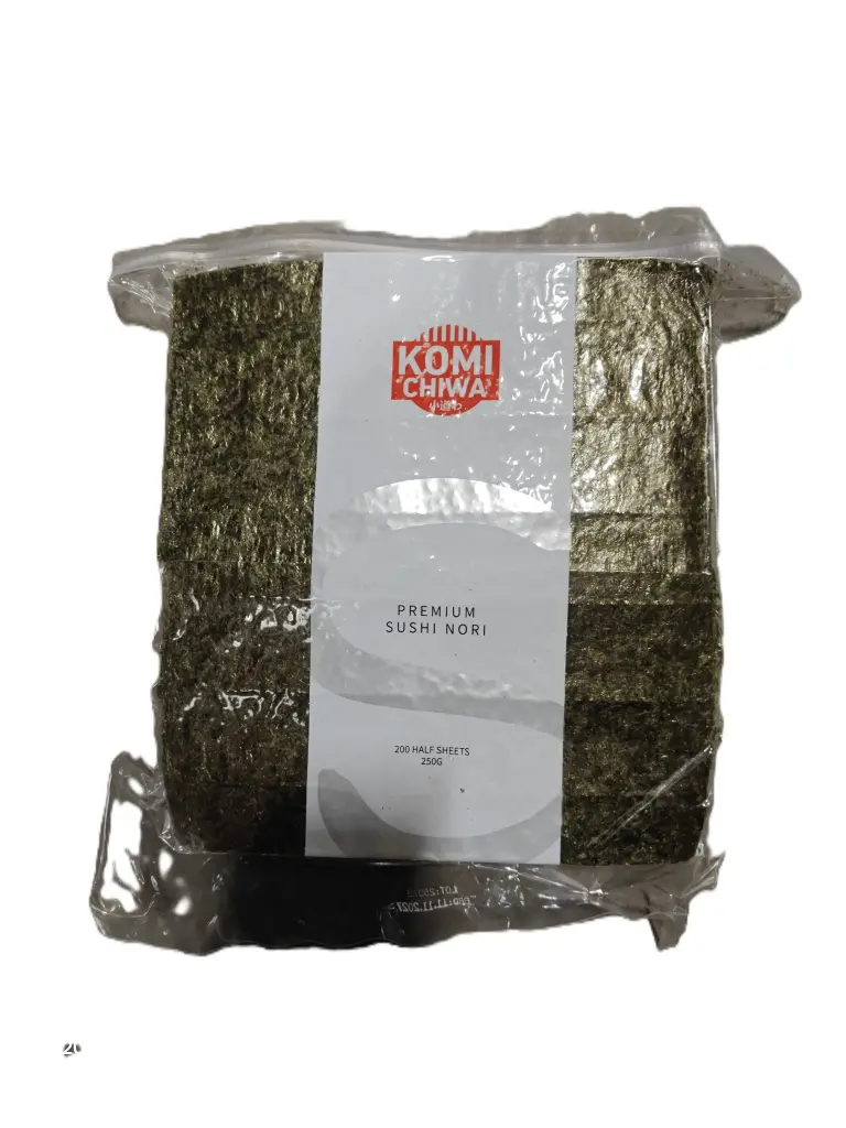 Komichiwa paahdettu merilevä, puoliksi leikattu, 200 kpl / 250g | 中国寿司紫菜B+ 半切(200张/250g/包)