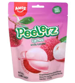 AMOS Peelerz Kuorittavat hedelmäkarkit Litsin maku 65g | 可剥软糖 荔枝味 65g