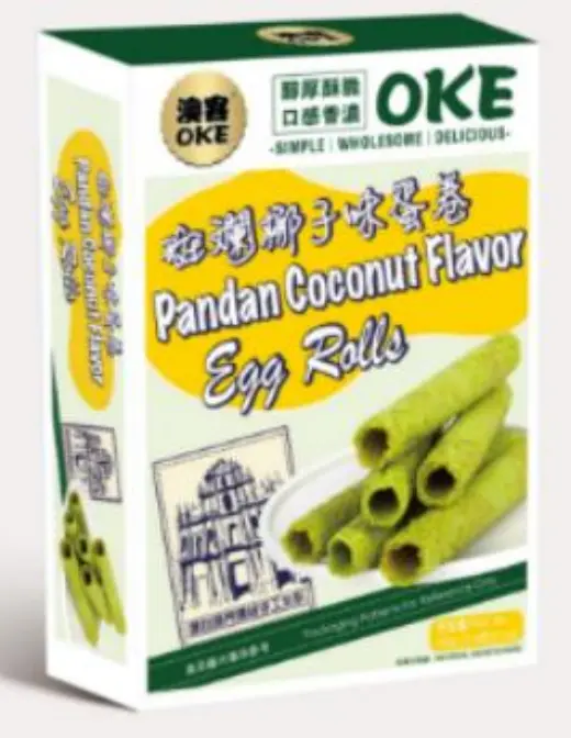 澳客斑斓椰子味蛋卷 160g | OKE Pandan & Coconut Egg Rolls 160g