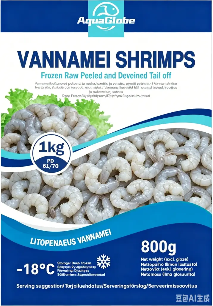 AquaGlobe Vannamei Katkaravut PD 61/70 800 g | Aqua Globe 白虾 虾仁 61/70 800g