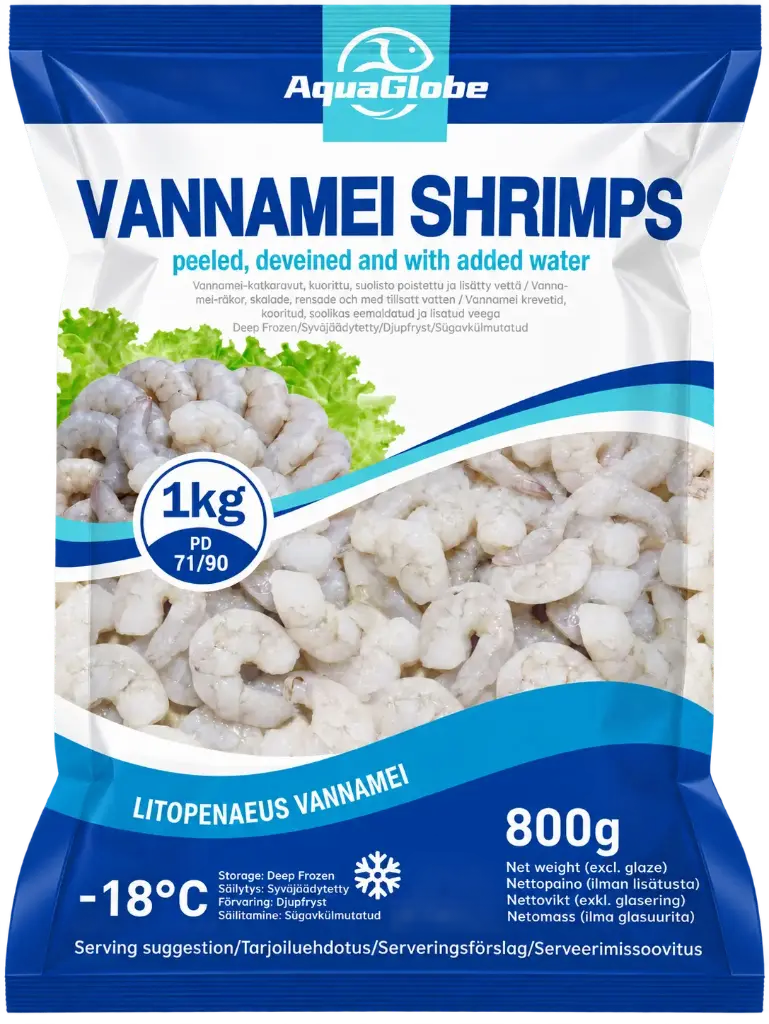 AquaGlobe Vannamei Katkaravut PD 71/90 800 g | AquaGlobe 白虾 虾仁 71/90 800g