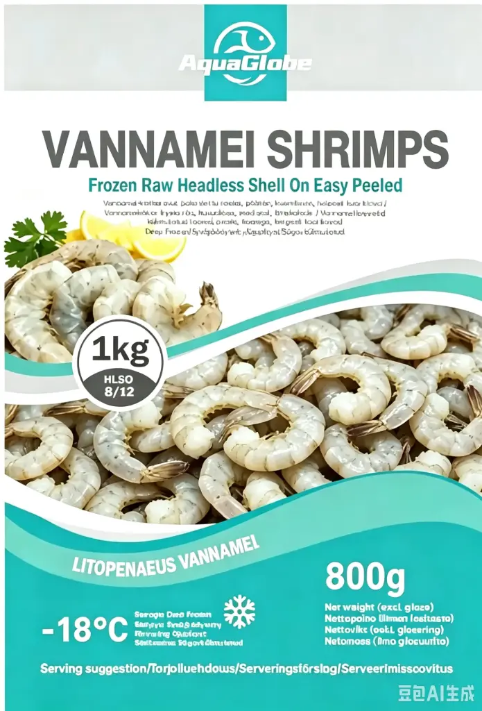 AquaGlobe 开背白虾 (无头有壳) 8/12 800g | AquaGlobe Vannamei Shrimps HLSO Easy Peeled  8/12 800g