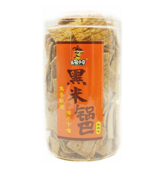 WMXZ Mustariisinen Naposteltava, Mausteinen 210 g | 无名小卒 黑米锅巴 麻辣味 210g