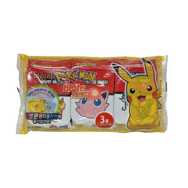 SKG Pokemon Seaweed 3p With Lenticular Card 12g | SGK 宝可梦海苔 附立体卡片 12g