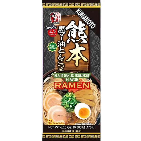 Itsuki Kumamoto Ramen Nuudelit, Mustavalkosipuli-Tonkotsu Maku 176 g | 熊本拉面 黑蒜豚骨味 176g