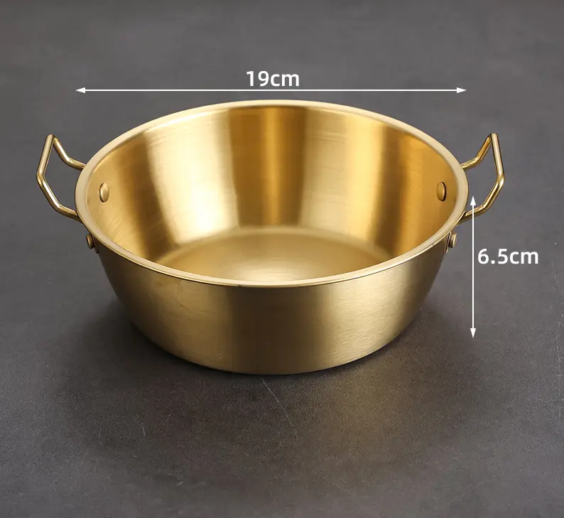 19cm Korealainen ruostumaton teräskulho kahdella kahvalla | 韩式不锈钢双耳碗 19cm