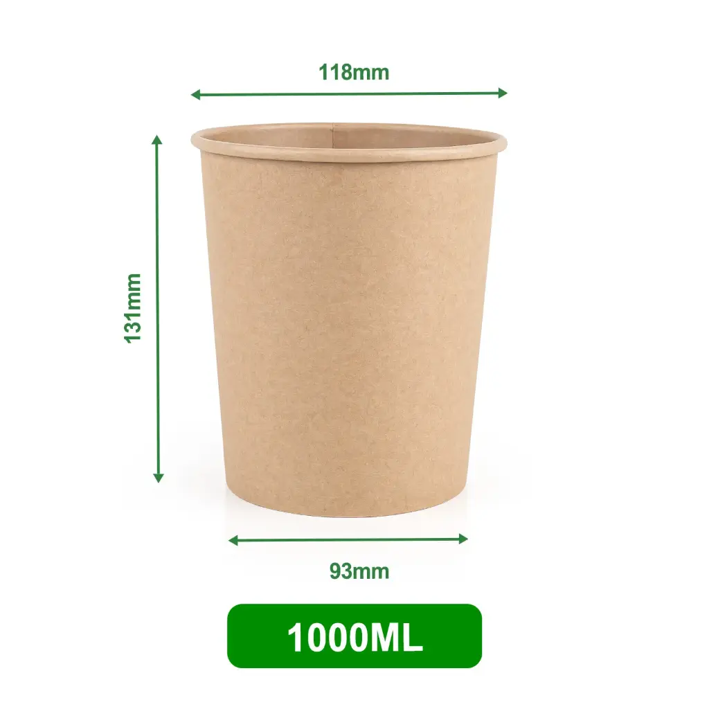 1000 ml kraftipaperi soppikuppi pohjalla | 牛皮纸汤桶 1000ml 底