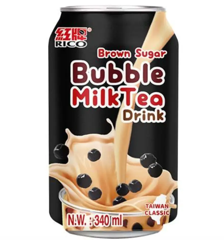 RICO Bubble Milk Tea Drink  Brown Sugar Flavor 340ml | 红牌 波霸奶茶 黑糖味 340ml