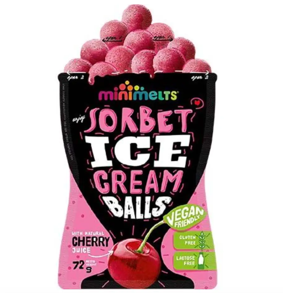 Mini Melts 冰淇淋雪芭球 樱桃味 72g | Mini Melts Ice Cream Sorbet Balls Cherry Flavor 72g