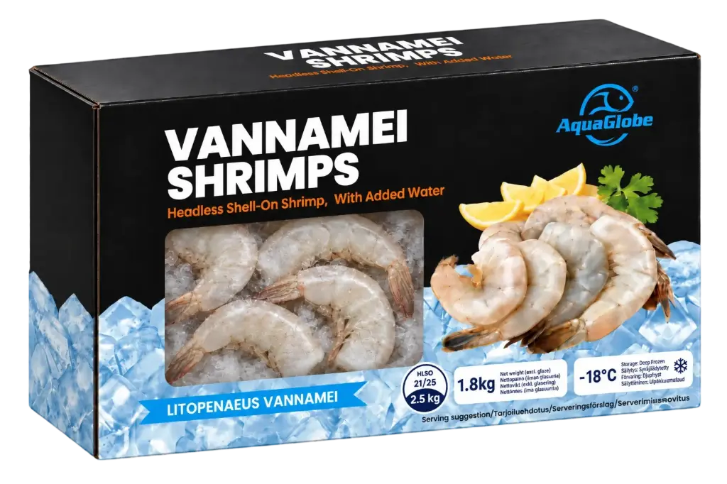 AquaGlobe Vannamei Shrimps 21/25 HLSO 1.8kg (100%) | AquaGlobe  越南白虾 无头有壳 21/25 HLSO 1.8kg (100%)