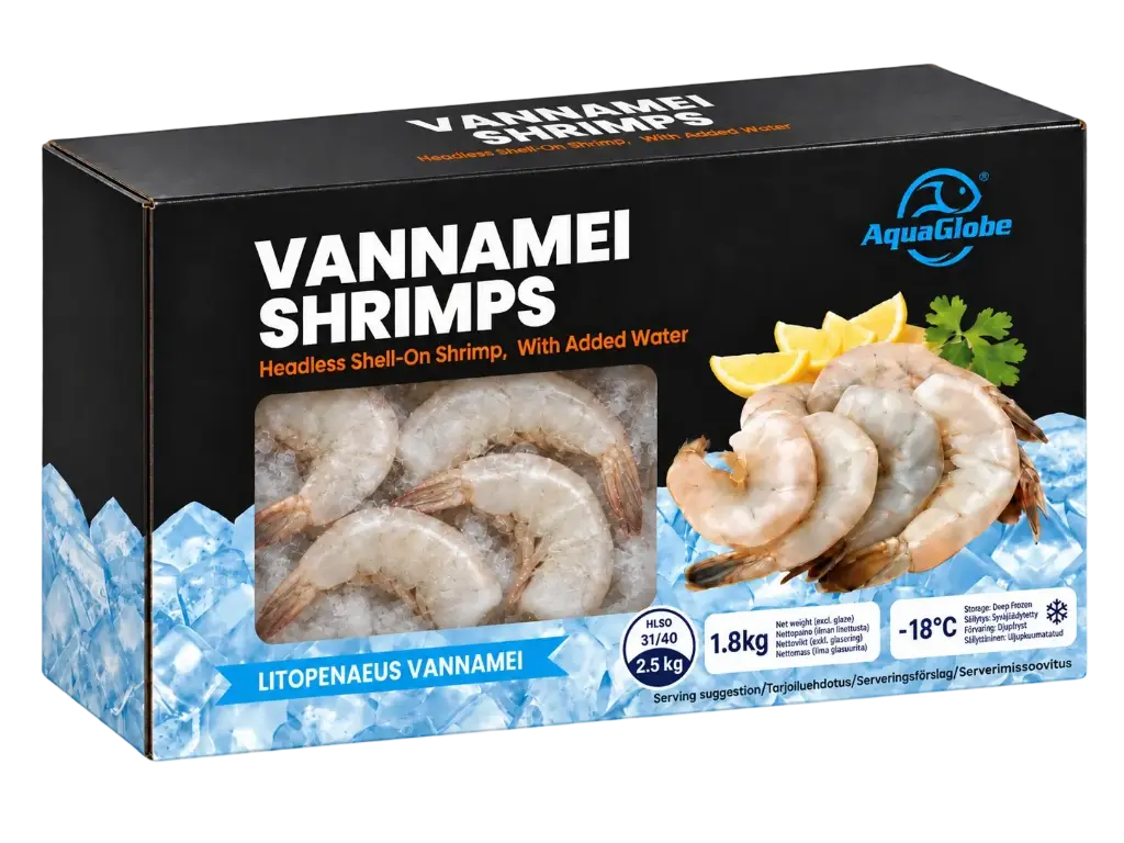 AquaGlobe Vannamei Shrimps 31/40 HLSO 1.8kg (100%) | AquaGlobe  越南白虾 无头有壳 31/40 HLSO 1.8kg (100%)