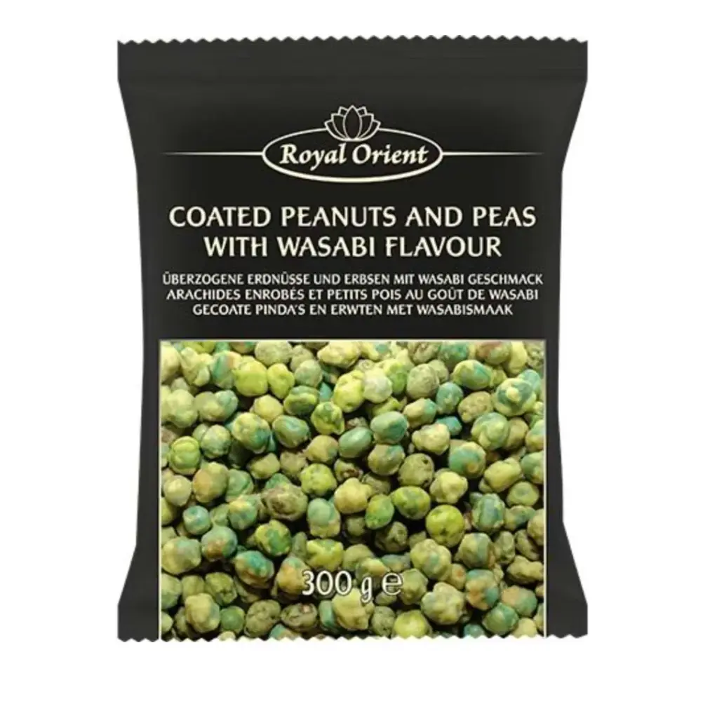 ROYAL ORIENT Wasabinmakuiset kuorrutetut maapähkinät ja herneet 300 g | 裹衣花生豌豆 芥末味 300g 
