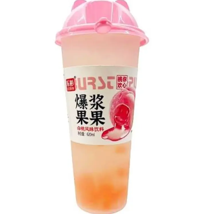 LB Poksuvia tapiokahelmiä sisältävä juoma, valkoisen persikan maku 620ml | 爆浆果果饮料 白桃味 620ml