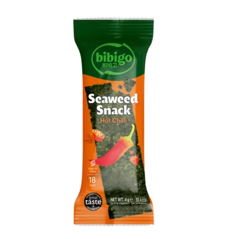 BIBIGO Rapeat merilevälastut, tulisen chilin maku 4g | 脆海苔零食 香辣味 4g