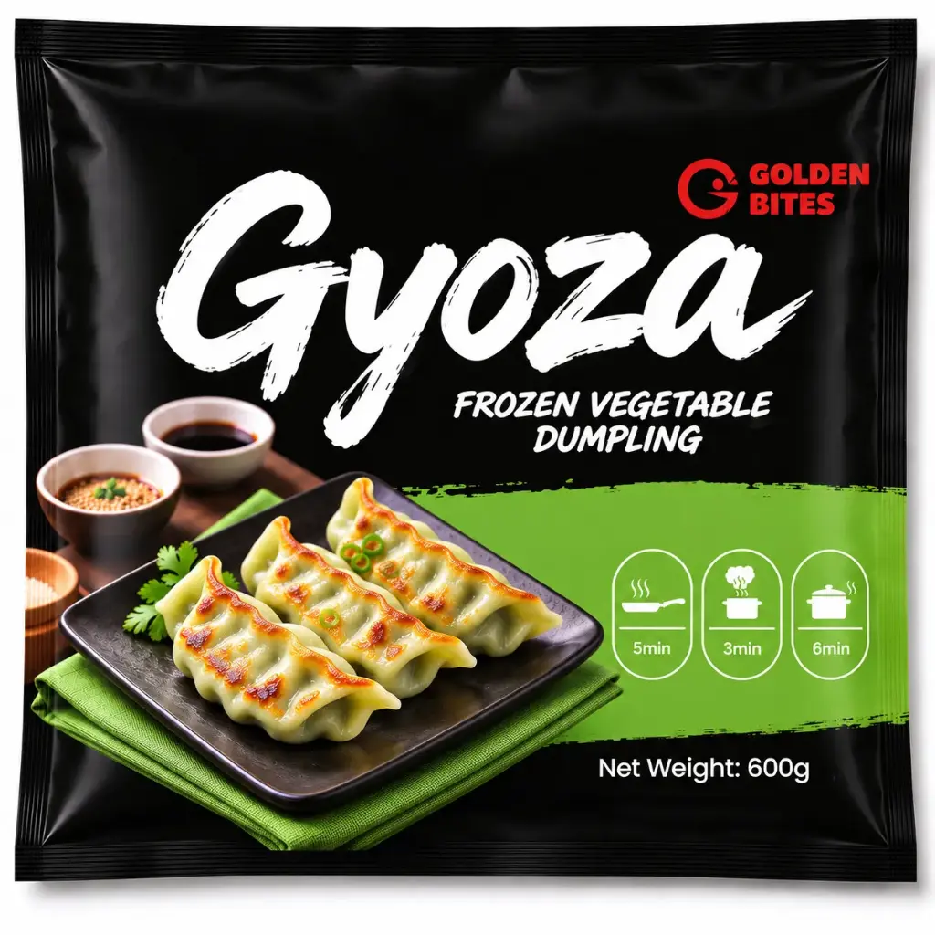 GOLEDN BITTS Frozen Vegetable Dumpling (Gyoza) 600g | 冷冻蔬菜饺子（煎饺）600g