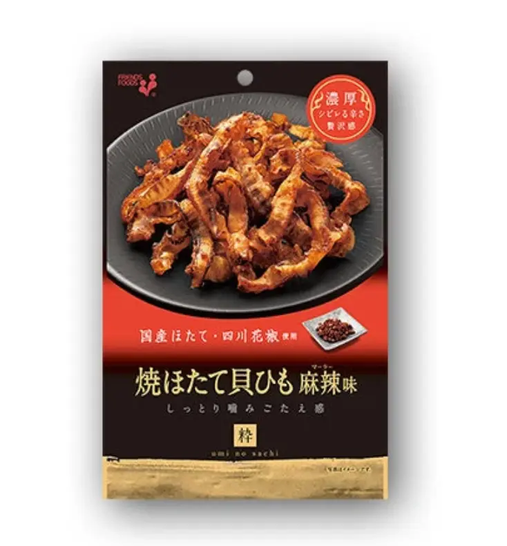 INOUE SHOKUHIN Grillatut kampasimpukkapalat suikaleina, mala-mausteella  34g | 干贝丝 麻辣味 34g