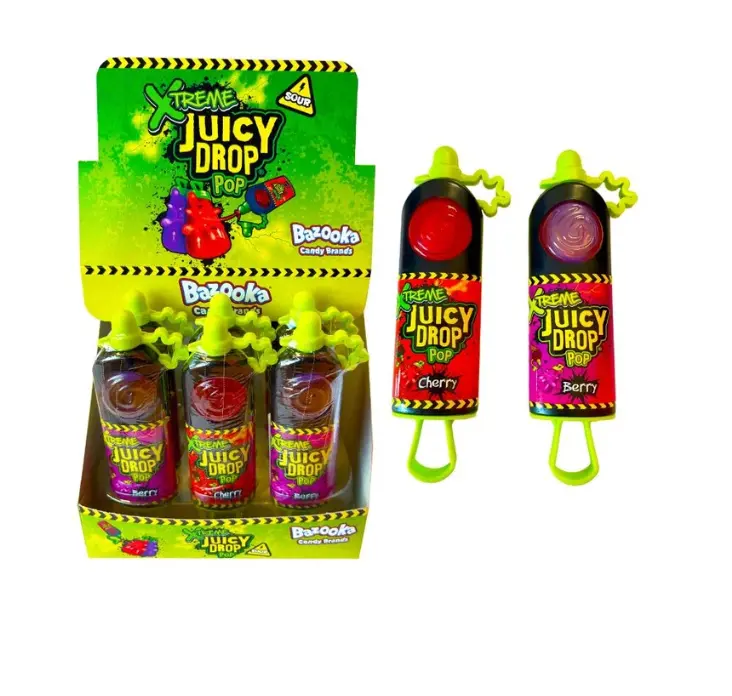 BAZOOKA Juicy Drop Pop Xtreme 棒棒糖 配酸味液体糖浆 26g | BAZOOKA Juicy Drop Pop Xtreme Lollipops with Sour Liquid Candy 26g