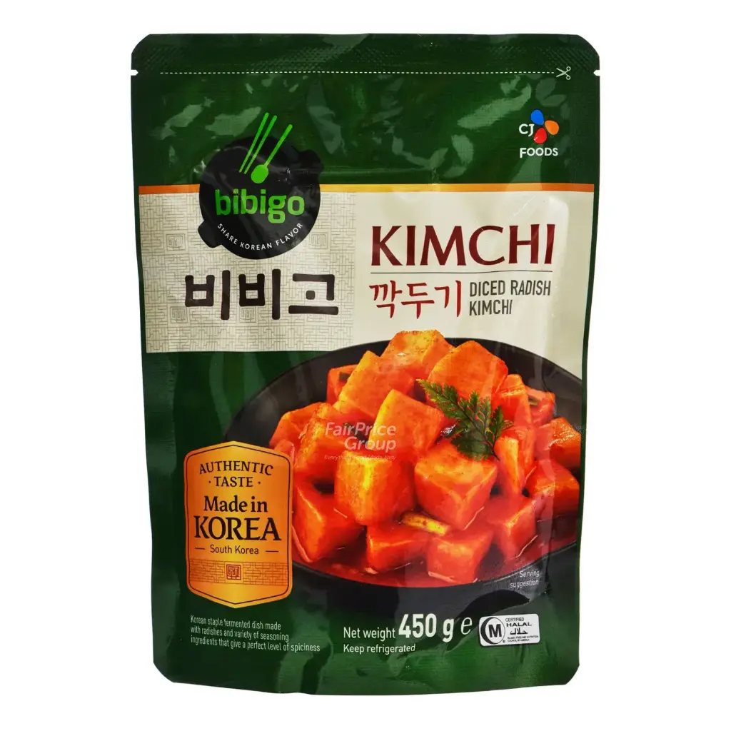 CJ Bibigo Viipaloitu retikkakimchi 450g | 必品阁 韩式切块萝卜泡菜 450g