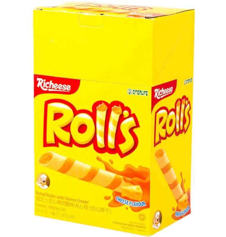 纳宝帝 丽芝士 芝心棒夹心卷 奶酪味 180g | NABATI Richeese Cheese Cream-Filled Wafer Rolls 180g
