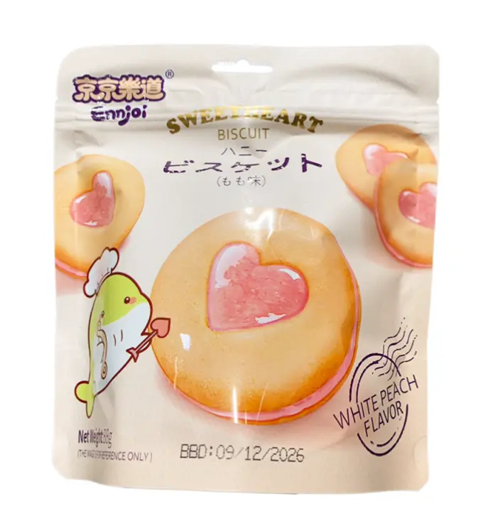 ENNJOI Valkoisen persikan makuiset Sweetheart-keksit 88g | 流心饼干 白桃味 88g